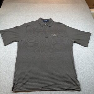 Polo Golf Ralph Lauren Mens XL Pima Short Sleeve Brown Striped Polo Shirt Emblem